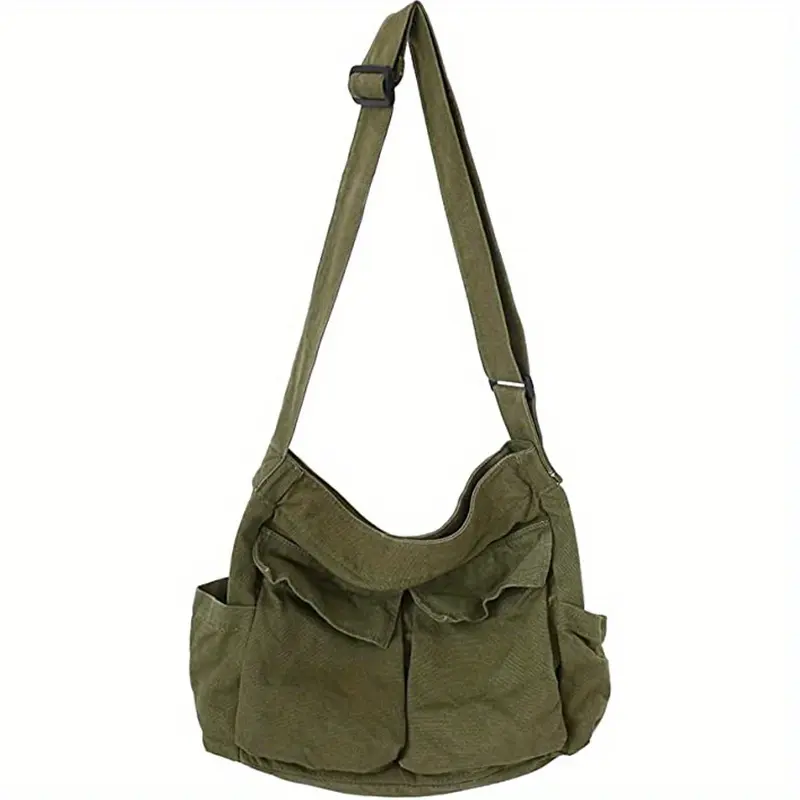 Retro Canvas Messenger Bag Men's Casual Travel Crossbody Bag Multi - Pocket Shoulder Bag Fashion Outdoor Daily Use Sling Bag