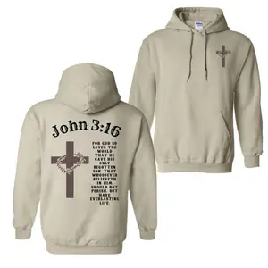 Scripture Power John 3:16 Christian Hoodie, Bold Cross Graphic, Full Verse Print, Viral Faith Tee for Believers, Church Wear, Gospel Outreach Apparel