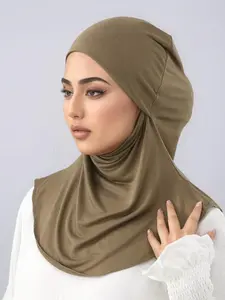 Women's Elegant Plain Design Headscarf Hijab, Breathable Lightweight Daily Wear Accessory, All-Season Versatile Fashion Item