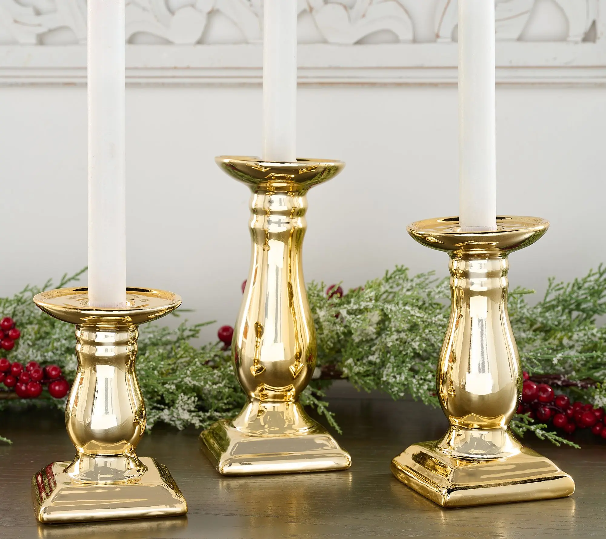 QVC Set of 3 Shiny Metallic Round Flippable Pedestals - Decor, Home Decoration, Candle Holder for Festive & Party Cake Decorations