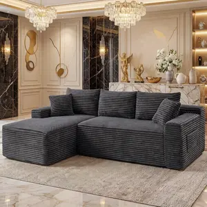 94.5" Modular Sectional Couch with L-Shape Chaise, Boneless Sofa for Living Room,Modern Cloud Couch with Deep Seat, Loveset Sofa, No Assembly Required,Gray