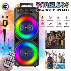 200W Portable Outdoor Speaker Button + Knob Controls 26 RGB Lighting Effects Subwoofer Sound System Features 8.5-inch Speaker Ideal for Home, Outdoor, Parties Square Dancing, Karaoke, Family Gatherings Lighting Effects, Disco
