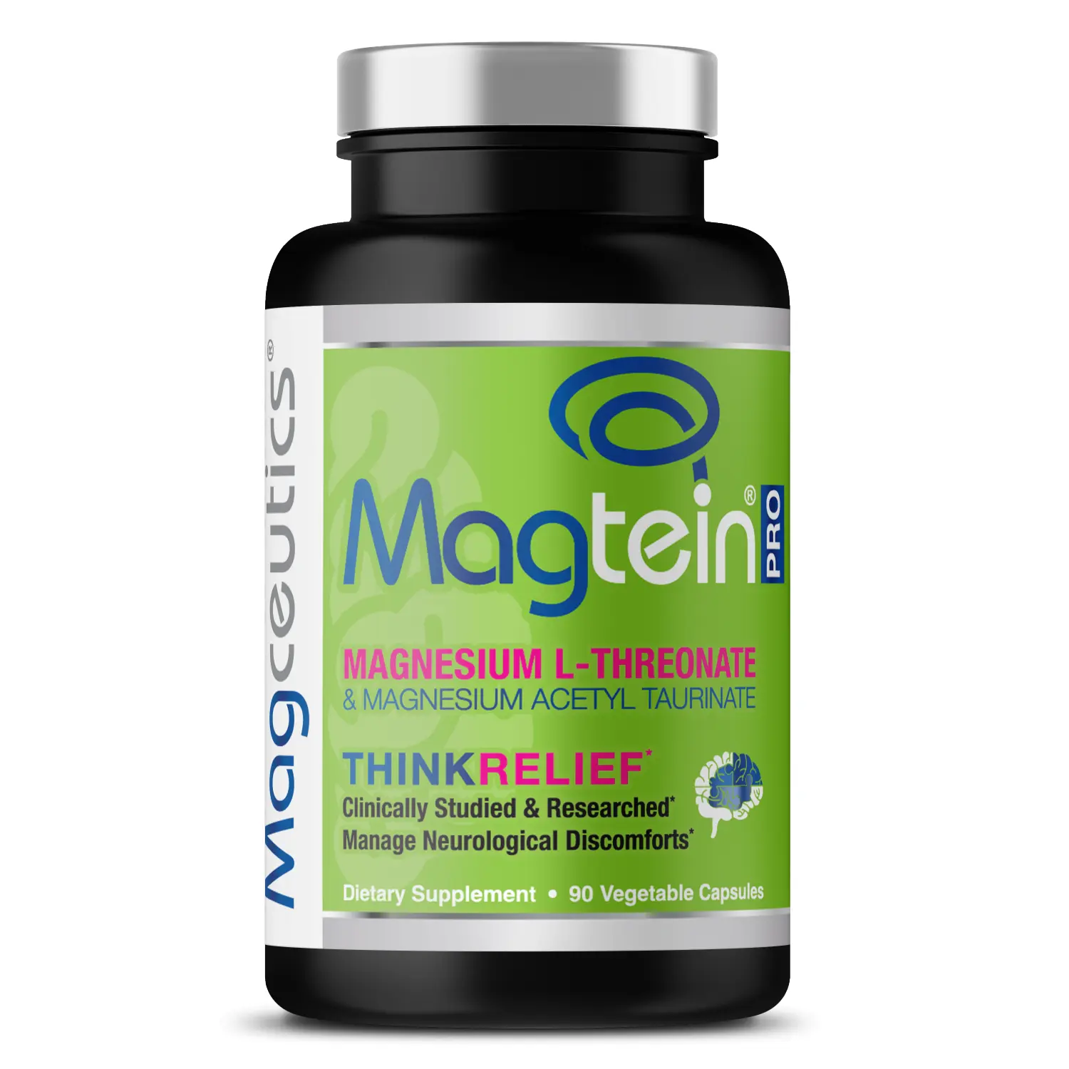 Magceutics Magtein Pro with Magnesium L-Threonate, Magnesium Acetyl Taurinate, Vitamin C and D3 - 90 Capsules