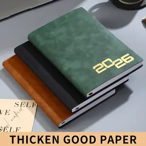 2026Hardcover Notebook Set - Thick Classic Ruled Premium Paper Notebook with Pen Pen, Daily Planner Calendar Set, 365 Days Organizer Notebook, Waterproof PU Leather Cover, Perfect Gift for Holidays & Business Use, Notebook Journal