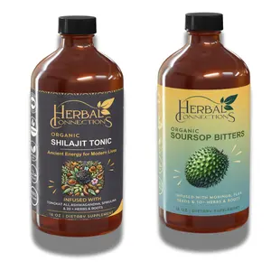 Herbal Connections : Organic Soursop Bitters + Shilajit Tonic – 16oz Bundle for Detox ,Digestion,Energy & Overall wellness, 20 Herb Formula