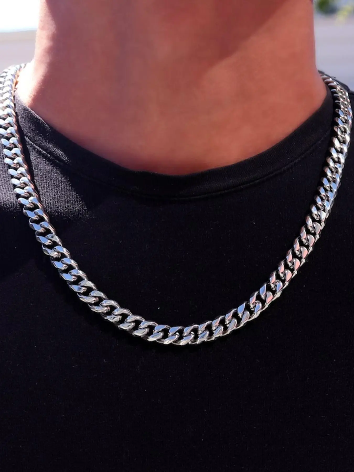 Men's Street Trend Minimalist Cuban Link Chain Necklace, Trendy Chunky Chain Necklace, Chic Hip Hop Vintage Jewelry As Birthday Gift for Boyfriend