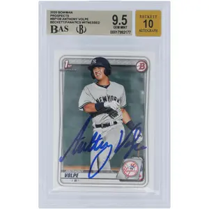 Anthony Volpe New York Yankees Autographed 2020 Bowman Prospects #BP-139 Beckett Fanatics Witnessed Authenticated 9.5/10 Card - Fanatics Authentic Certified