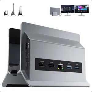 PULWTOP Laptop Docking Station Dual Monitor, 11 in 1 Vertical USB C Dock Stand with 2 HDMI 4K 60Hz, 3 USB A/C 10Gbps, 2 USBA 5Gbps, USB-A 2.0, Ethernet, PD 3.0 Docking Station for Type-C Laptops