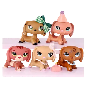 5 PC Bobble Head Dachshund Dog Lot Animal Figure for Kids Collect Easter Birthday Gift Set