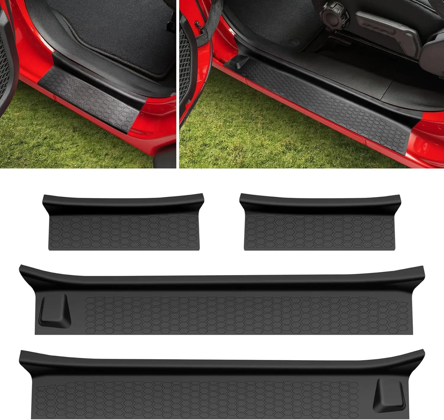 Tailored-Fit Jeep Door Sill Guards Kit for 2018-2025 Wrangler JL Unlimited, 2024 JLU 4-Door, Gladiator JT Vehicles, Easy-Install Auto Entry Guard Protector, Truck Car Replacement Body Parts,summerwins summerwins
