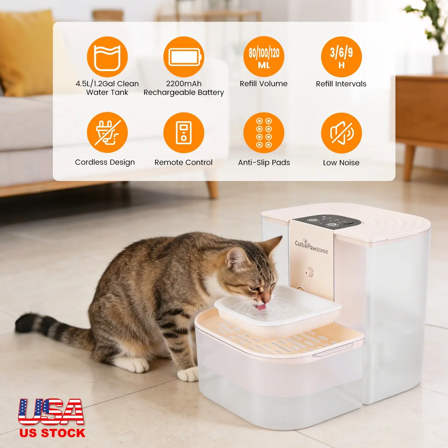 The AeroFlow™ Smart Self-Refilling Pet Water Fountain with dual-tank system