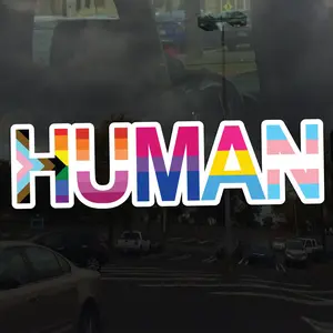 Human Progress LGBTQ+ Flags Rainbow Lesbian Bisexual Pansexual Transgender Asexual - Vibrant Vinyl Decal Sticker