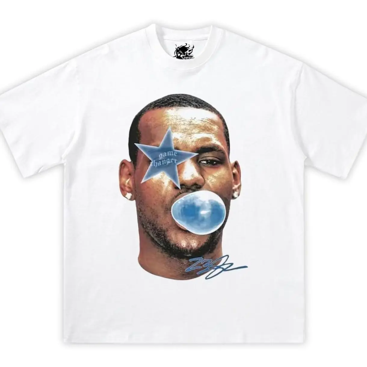 Y2K Basketball Bubble Graphic Tee, Boxy Oversized Cotton Streetwear Shirt