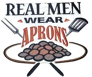 Lets go Outback for BBQ Apron Design [Real Men Wear Aprons] Embroidered Iron On/Sew Patch (8" x 6.5") Made in USA]