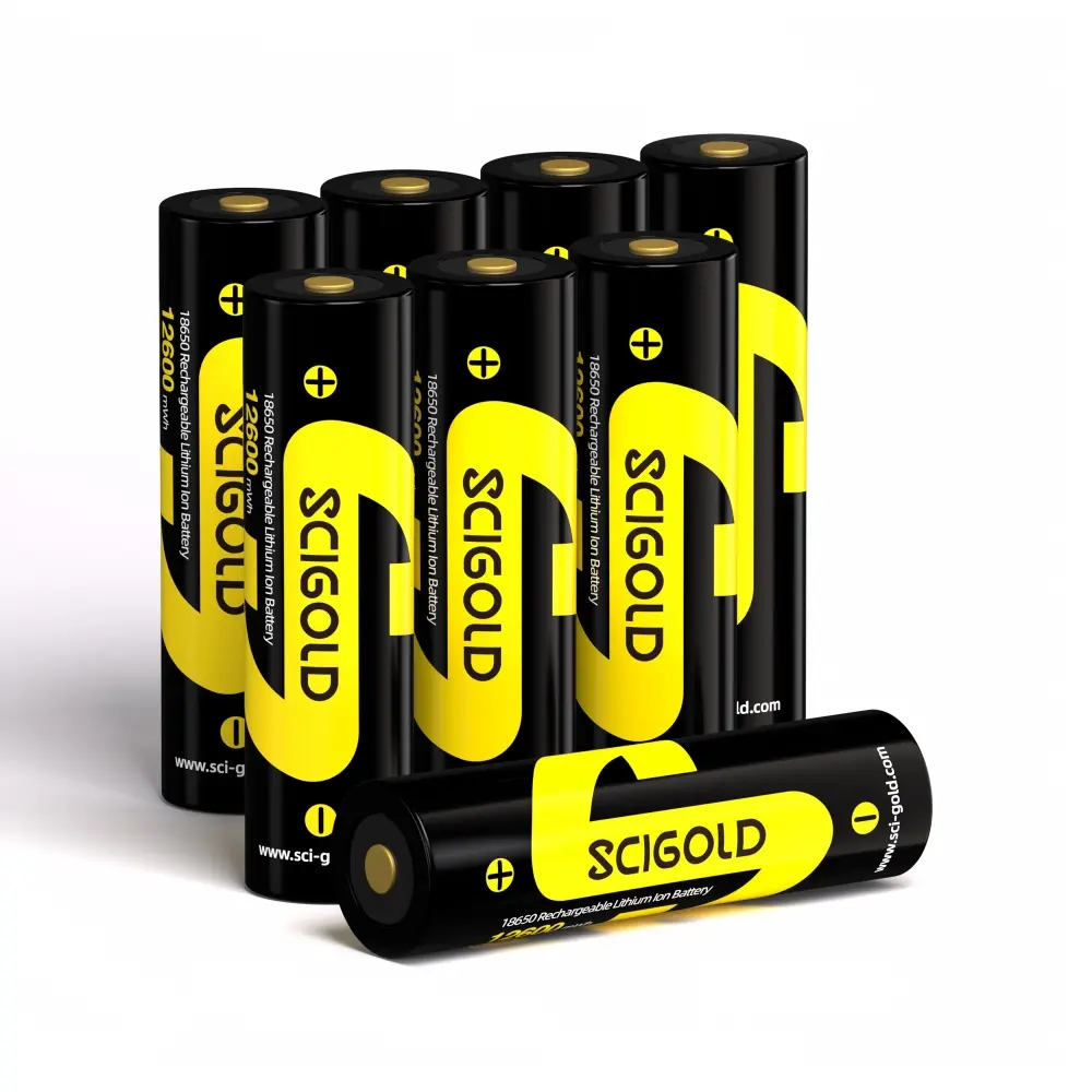 Scigold High Capacity 3.6V Button Top Li-ion 18650 Lithium Battery - 12600mWh Rechargeable Li-ion Type Battery for Flashlights, Bluetooth Speakers (4-20pcs) | Device Charging Power Source