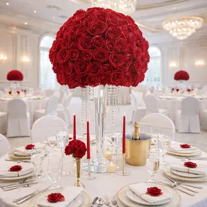Set of 2 | 23.6″x 17.7″ Artificial Silk Rose Flower Ball【RED】 Decor Decorative Fruit Plants Wedding Floral Ornaments peonies  bouquet