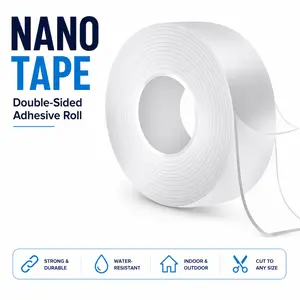 Nano Tape Double Sided Adhesive Roll, Heavy Duty Strong Hold Residue Free Clear Mounting Tape, Waterproof Reusable Multi Surface Tape for Glass Tile Metal Wood Wall, Indoor Outdoor Use Cut to Any Size for Home Office DIY