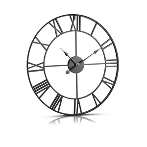 【DealsForYouDays】VEVOR Wall Clock,  , 24 in Wall Clock Roman Numerals, Battery Operated Non Ticking Silent Classic Decorative Round Clocks, for Living Room Bedroom Office Kitchen Dining Room Home Decor Farmhouse, Black