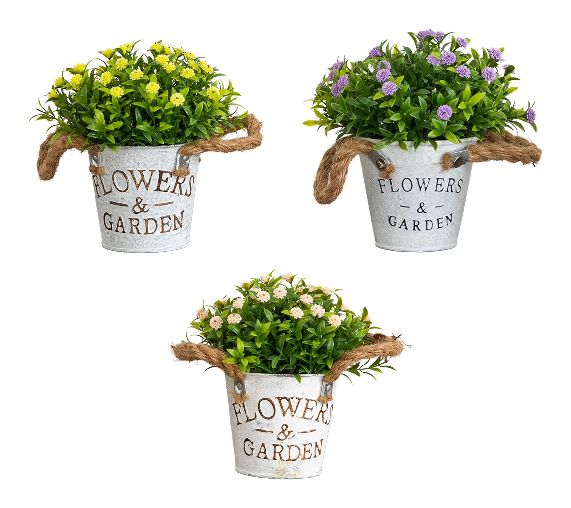 Mini Arrangement in Planter - Set of 3 by Nearly Natural