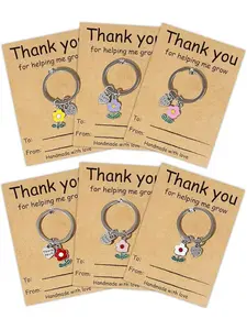 6pcs Teacher Appreciation Gifts Keychain, Thank You for Helping Me Grow Keychain, Teacher Day Christmas Gifts, Bulk Keychains, Keychain For Bags