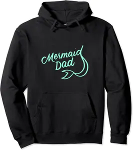 Mermaid Dad Mermaid Daddy Birthday Party Matching Family Pullover Hoodie - Briannama Shop 34B0842STZPD