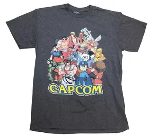 GILDAN PRINTED CAPCOM STREET FIGHTER ROCKMAN DARK HEATHER T-SHIRT
