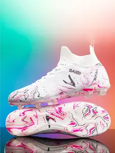 Men's High Top Football Shoes, Random Pattern Lace Up Soccer Shoes, Sports Football Shoes, Football Cleats, Soccer Boots, Comfortable Breathable Football Shoes for Outdoor Training & Competition