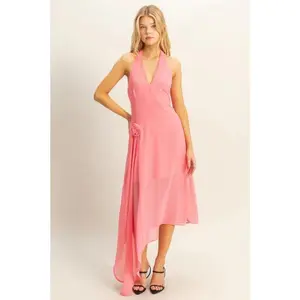 HYFVE Chiffon Halter Asymmetrical Hem Dress