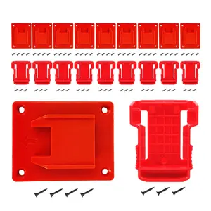Tool Holders & Battery Holders Mount Screw Mountable for Milwaukee M18 18V Battery Drill Tool, Including 10 Tool Holders and 10 Battery Holders with 70 Screws for Power Tool