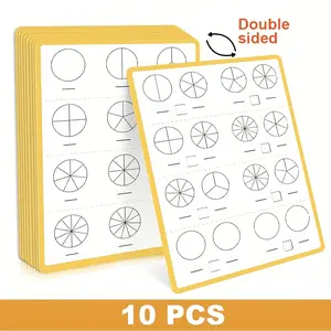 Math Fraction Handwriting Paper Reusable A4 Size 10 Sheets, Ideal for Learning Fractions, Perfect for Students and Teachers