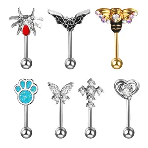 OIDEA 7PCS 16G Eyebrow Piercing Jewelry: CZ Heart Butterfly Shape Surgical Steel Curved Barbell Rook Eyebrow Rings Vertical Labret Lip Ring Cartilage Tragus Body Piercing Jewelry for Women Men