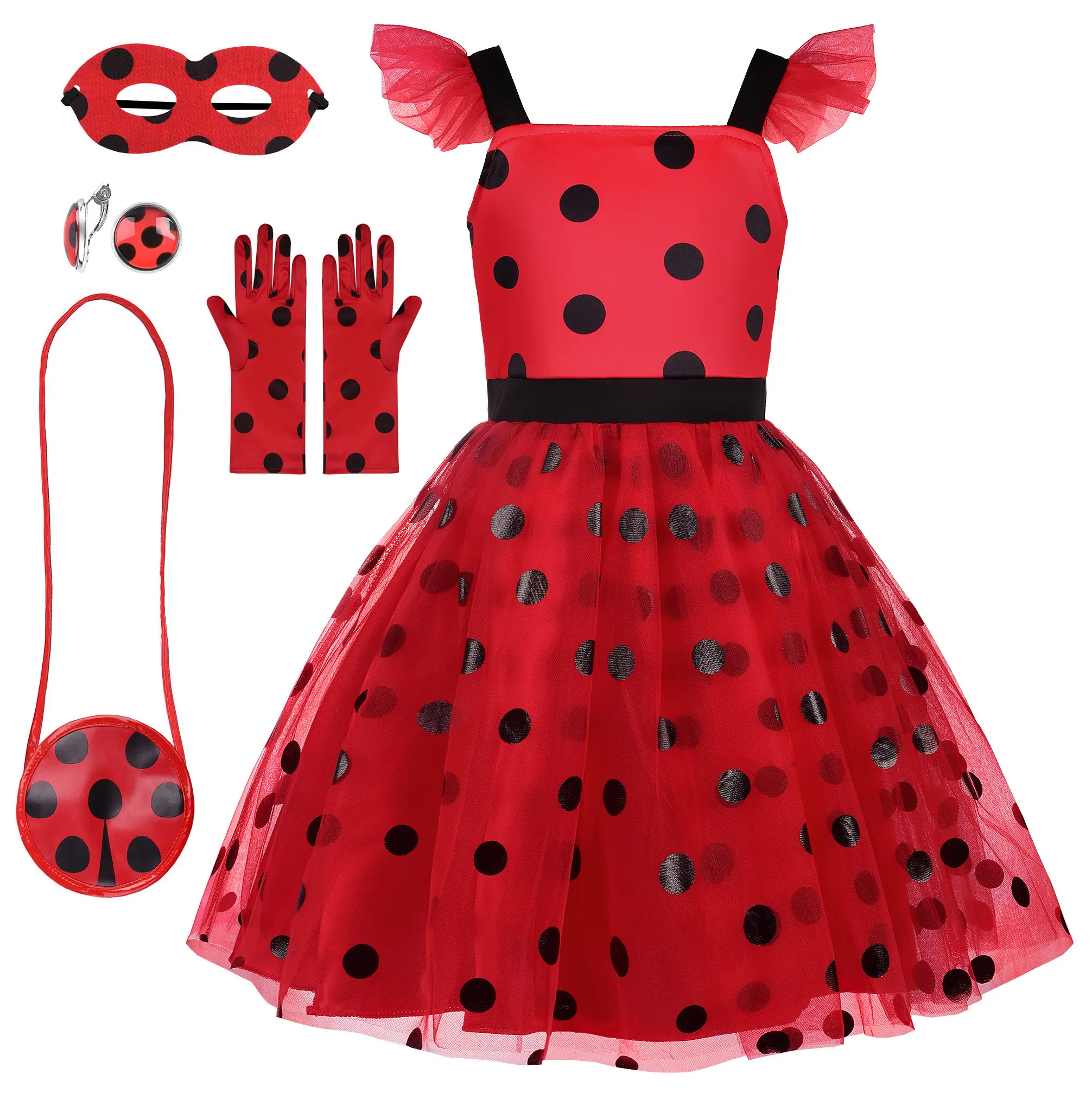 Lady Bug Costumes  for Girls Ladybug Costume Polka Dots Kids Ladybug    Ladybugs Party Outfit Princess Set Up Dress