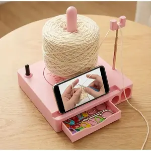 Multifunctional Portable Yarn Holder Spinning Machine, Phone Stand for Tutorial Viewing, Detachable Bobbin Box, Hook Needle Organizer