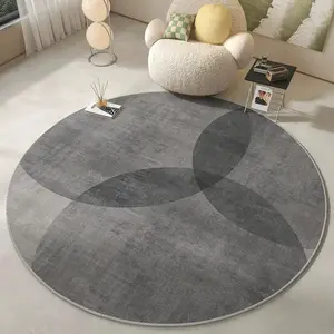 Round Bedside Rug, Modern Abstract Rug, 1 Count Non-slip Soft Floor Mat, Household Decoration Carpet for Living Room Bedroom Bathroom Hotel