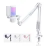 FEELWORLD VM1 Gaming PC USB Microphone White Pink Black Optional with Boom Arm Stand Noise Cancellation RGB Light Mute for Gamer YouTube Twitch Podcast Streaming Recording Chat PS4 PS5