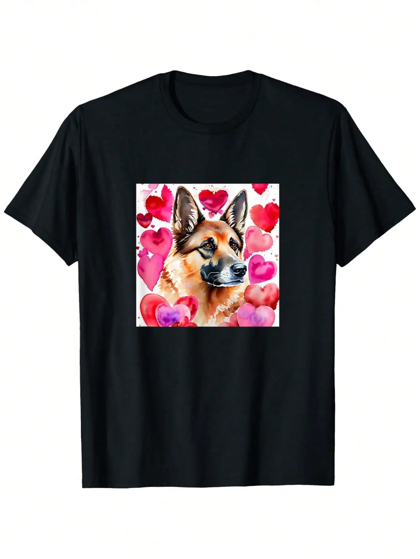 Mens Womens German Shepherd Dog Lover T-Shirt - 180gsm Heavyweight Casual Crew Neck Short Sleeve Tee With German Shepher