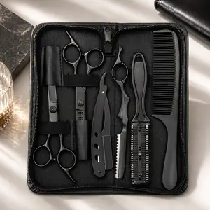 6PCS Professional Hair Cutting Kit Barber Scissors Set Thinning Shears Razor Comb Hairdressing Tools with Case for Home Salon Use outdoorfun