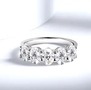 Exquisite 925 Sterling Silver 2.5CT Oval Cut Full Moissanite Eternity Ring (Size 6-9)