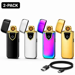 2-pack Windproof electronic lighter/cigarette lighter, USBrechargeable, suitable for camping, travel, wilderness survival,candles, aromatherapy, and outdoor adventures. Stylish design,sturdy and durable. Camping gear. A great gift for yourboyfriend.