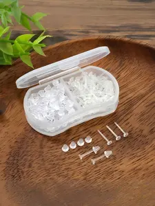 Transparent Ear Piercing Roller Set + Earring Plugs Kit, Lightweight Invisible Ear Rods, Ideal for Students and Office Workers, Ear Accessories