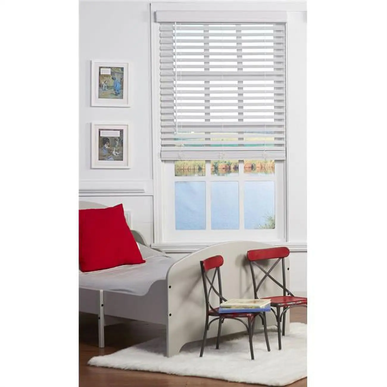 2 in. Cordless Faux Wood Blind, White - 35 x 48 in.