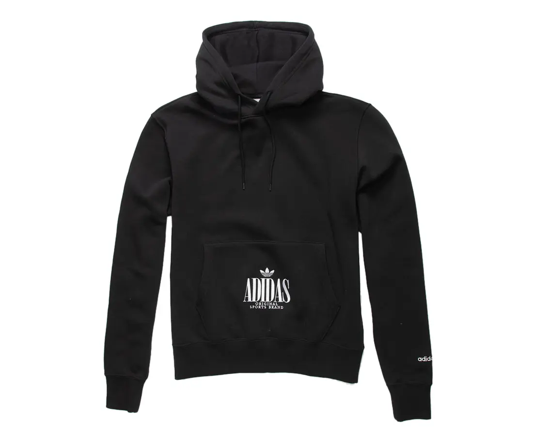 Adidas Men's Hooded Sweatshirts, Long Sleeve Trefoil Script Pullover Top for Active Menswear, Tops