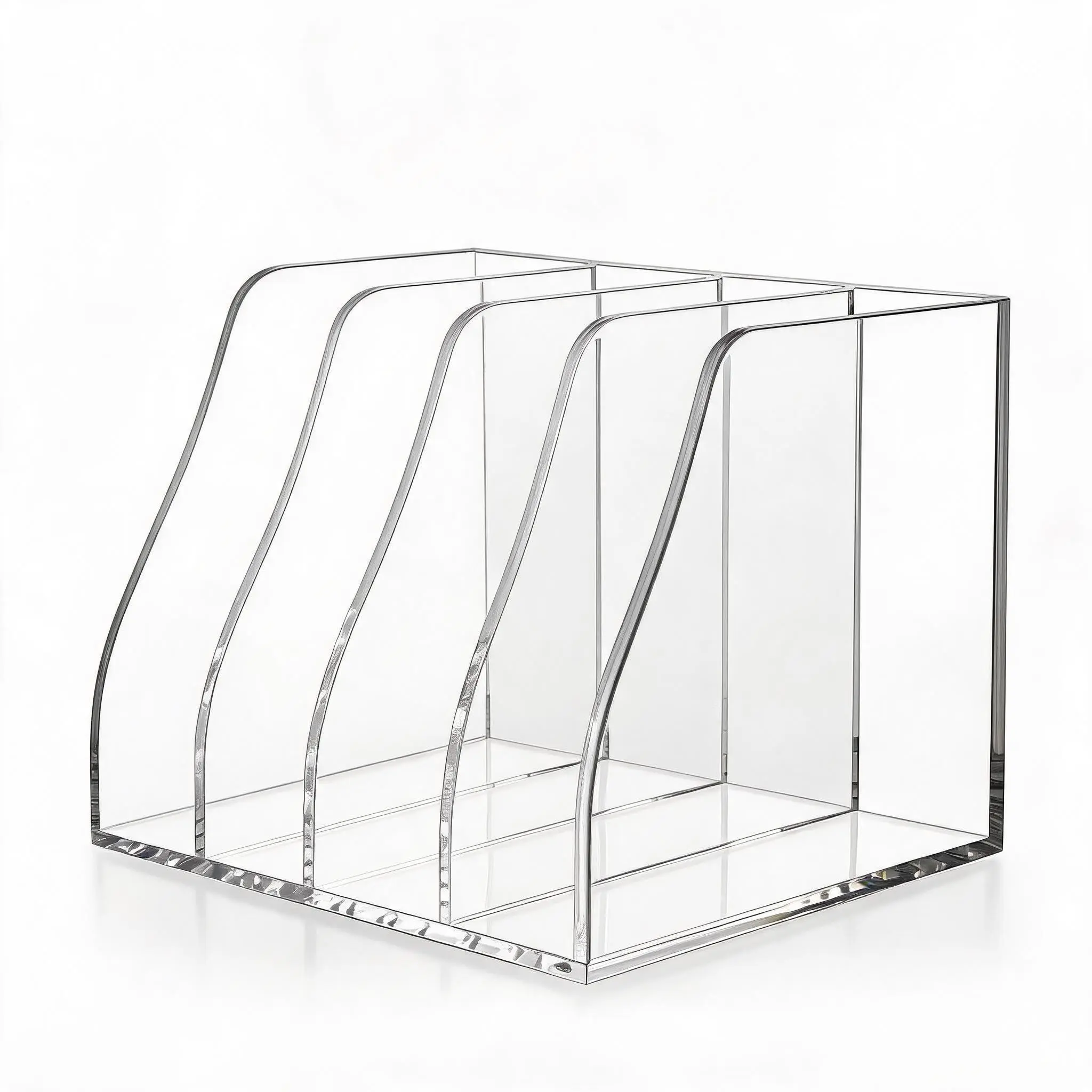 1 Pack Clear Acrylic Book Stand, 4 Slot Desktop Magazine Holder & File Organizer, Transparent Book Organizer for Office Desk, Document, Folder, Notebook, Mail & Magazine Storage