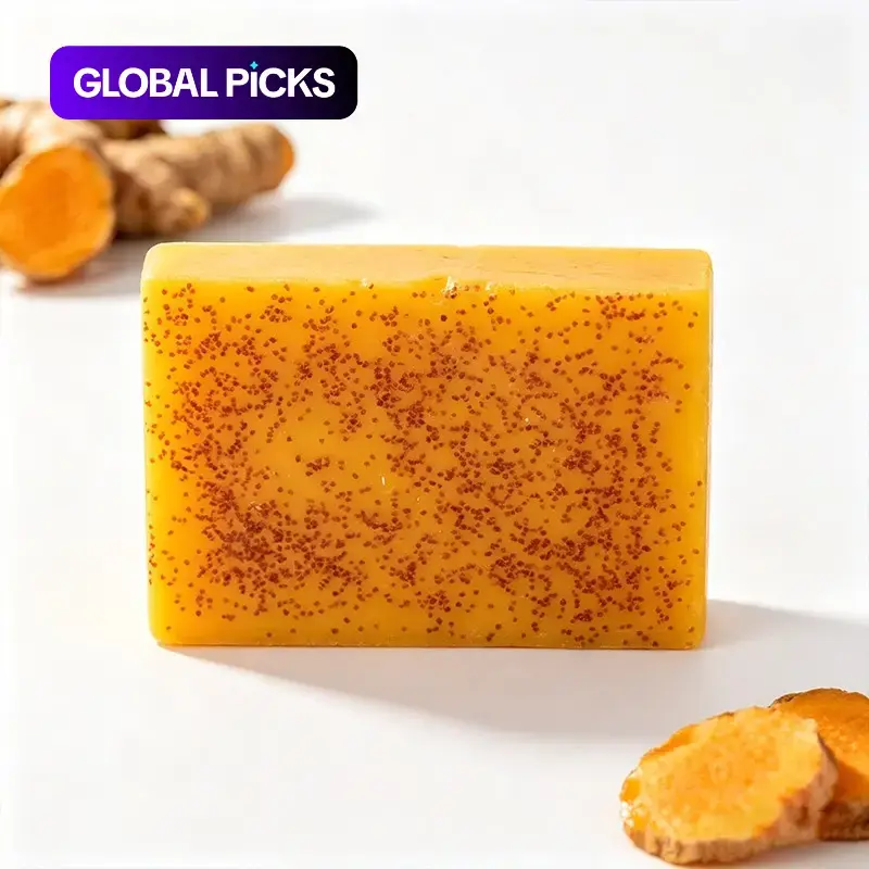 Turmeric & Kojic Brightening Soap Bar, Cold-Pressed Cleansing Soap for Face & Body, Moisturizing Soap for Women & Men, Glowing Skin Soap, Acne-Care Cleanser, Turmeric Wash #GLOBAL PICKS