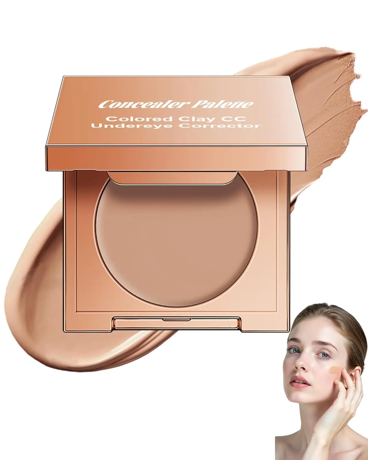 Under Eye Brightener Concealer, Colored Clay CC Undereye Corrector for Dark Circles, Cream Hydrating Brightening Conceal Under Eye Skin, Skin Concealer Color Correcting for Women Makeup, 03 Pink