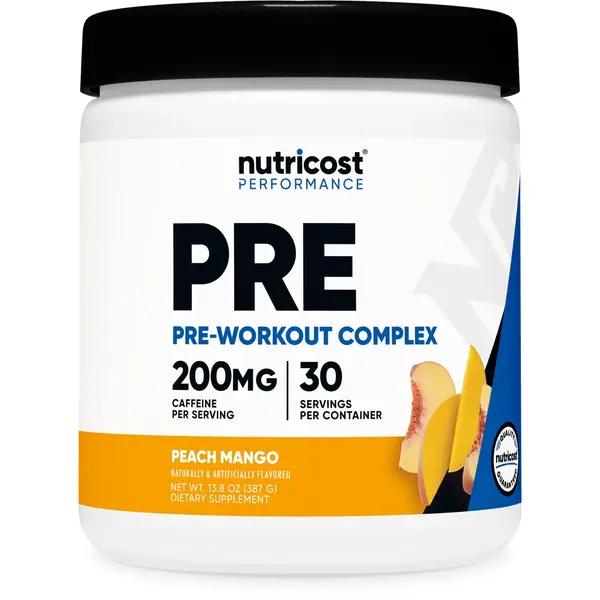 Nutricost Pre-Workout Complex Powder - Sucralose-Free, NSF Certified, Lactose-Free Dietary Supplement - 30 Servings, 200mg Key Ingredients, Peach Mango/Raspberry Flavors, Beet Root Powder/Beta Carotene for Color, Energy Boost (Bottle), Beet Root Powder (F