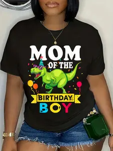 100% Cotton Unisex Mom of the Birthday Boy T-Rex RAWR Dinosaur Birthday boy T-Shirt
