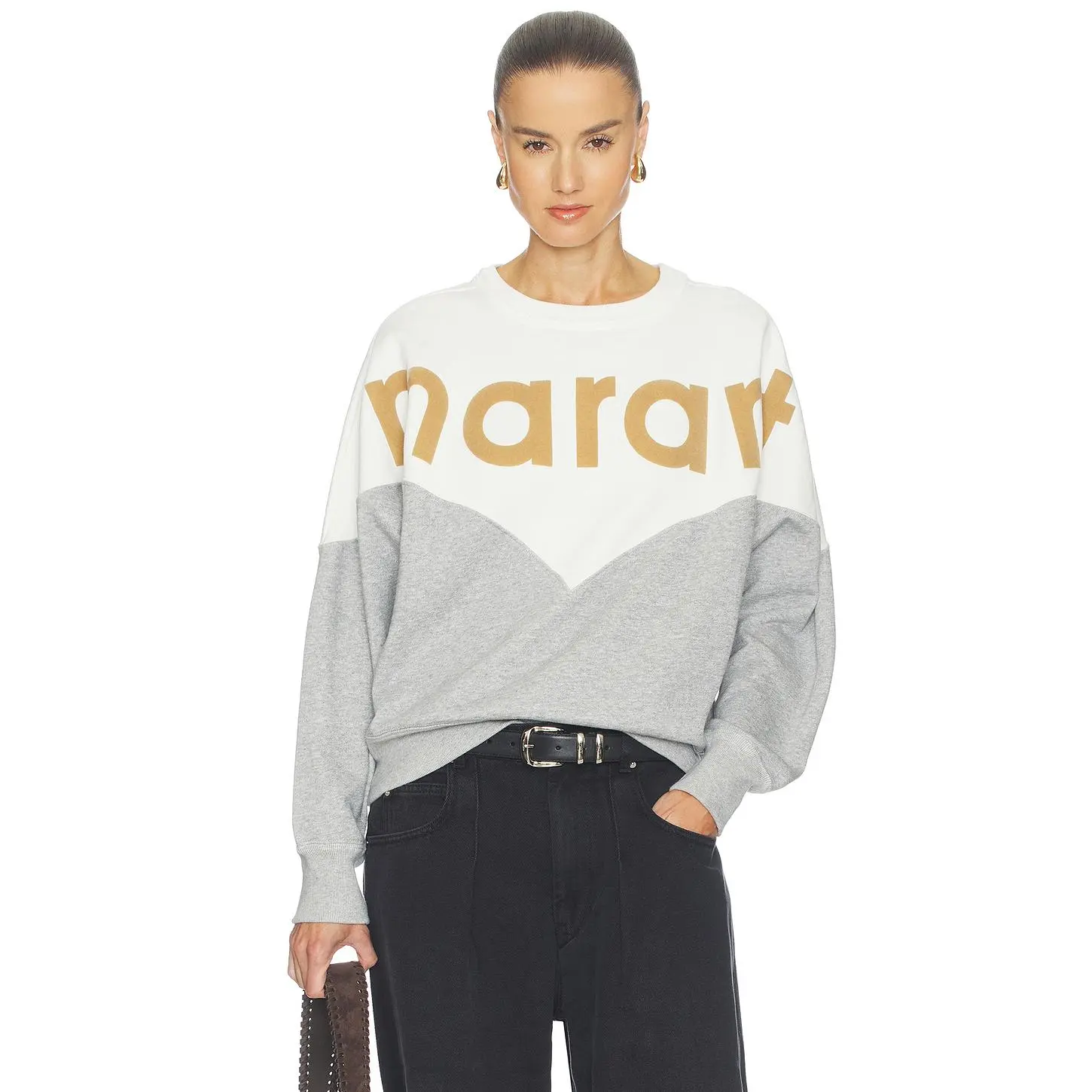 Isabel Marant Etoile Houston Sweatshirt in Off White & Light Grey
