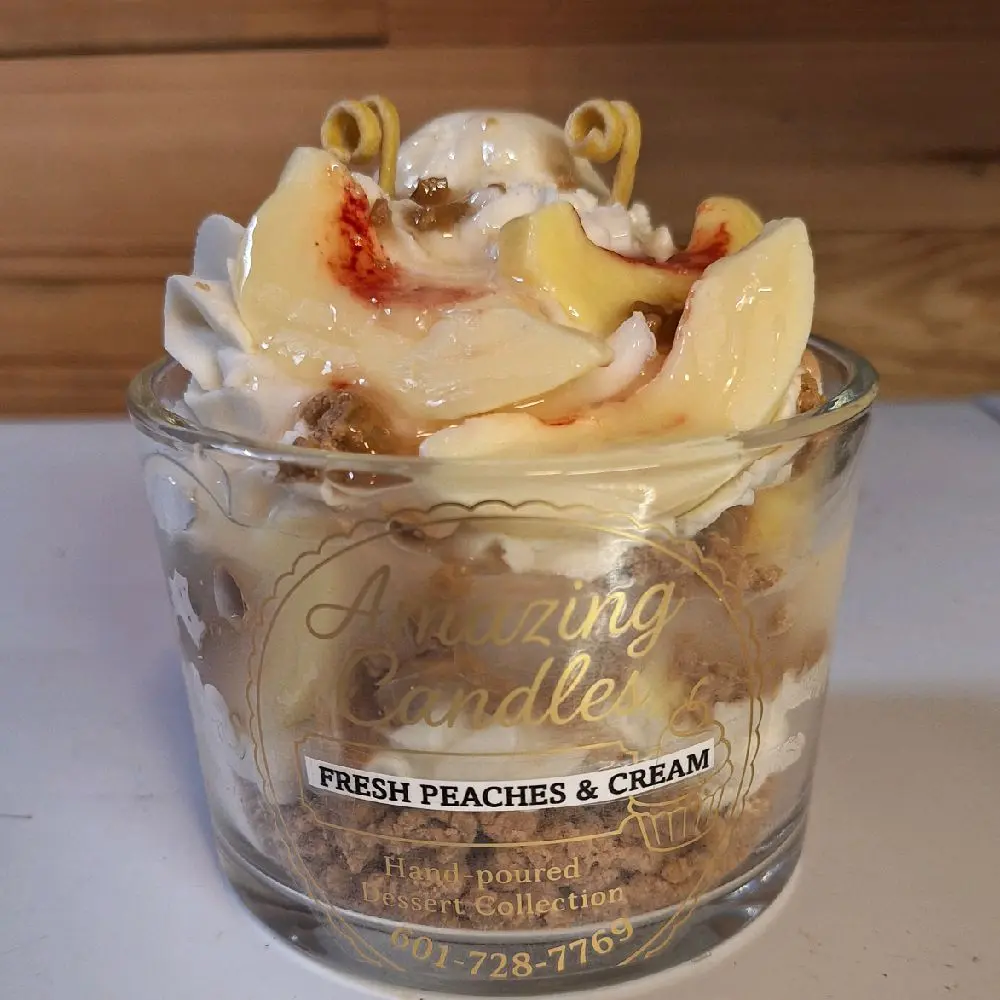 Scented Fresh Peaches & Cream Candle - Creamy Fragrance, Aromatic Home Decor Accent, Room, 10Oz