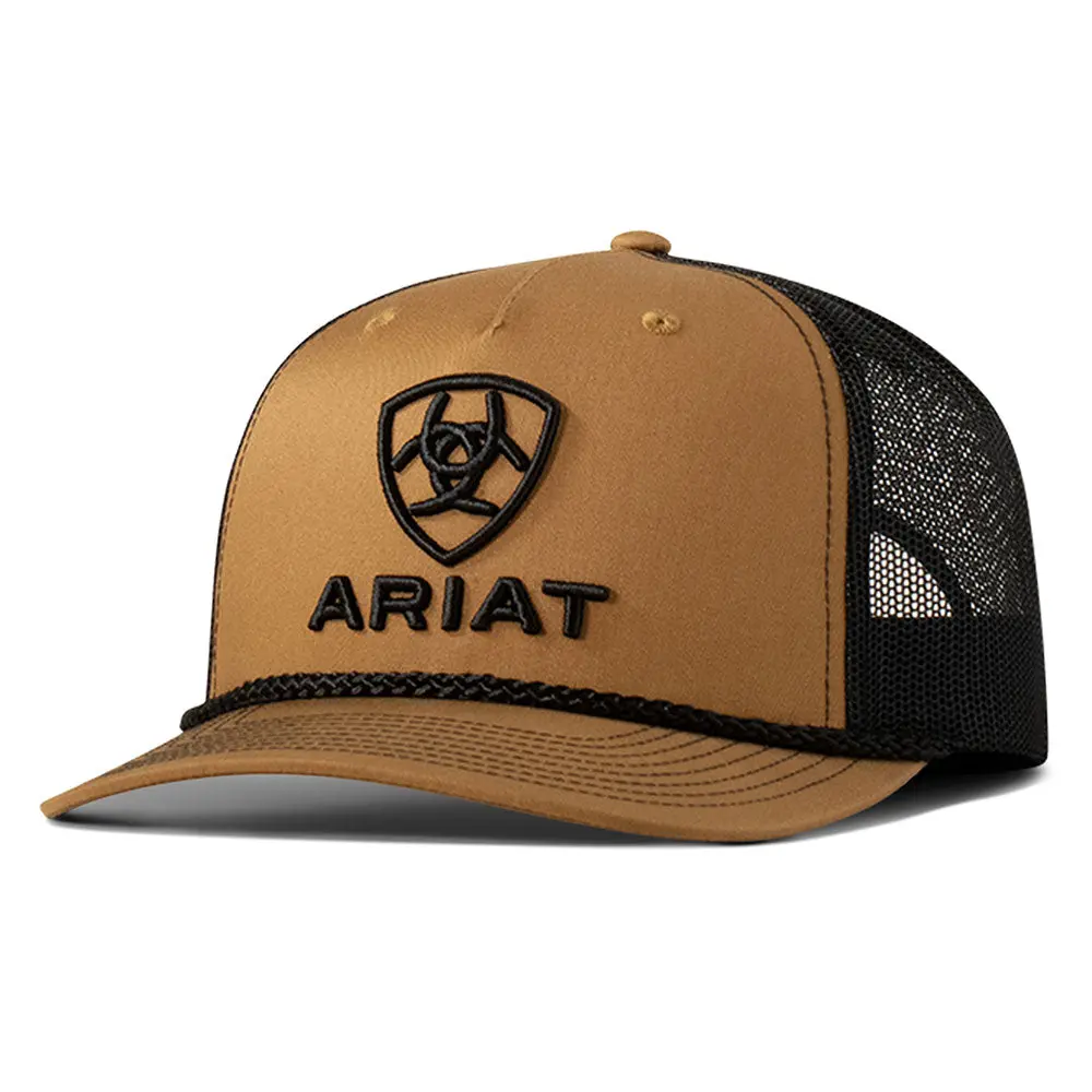 A300090008 Ariat Men's R112 Snap Back Cap - Embroidered Logo - Tan